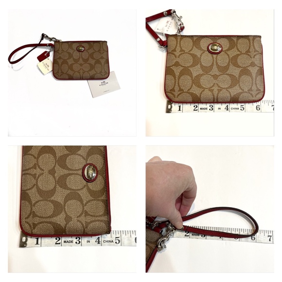 NWT Coach Khaki/Red Peyton Signature Small Wristlet - Picture 14 of 14